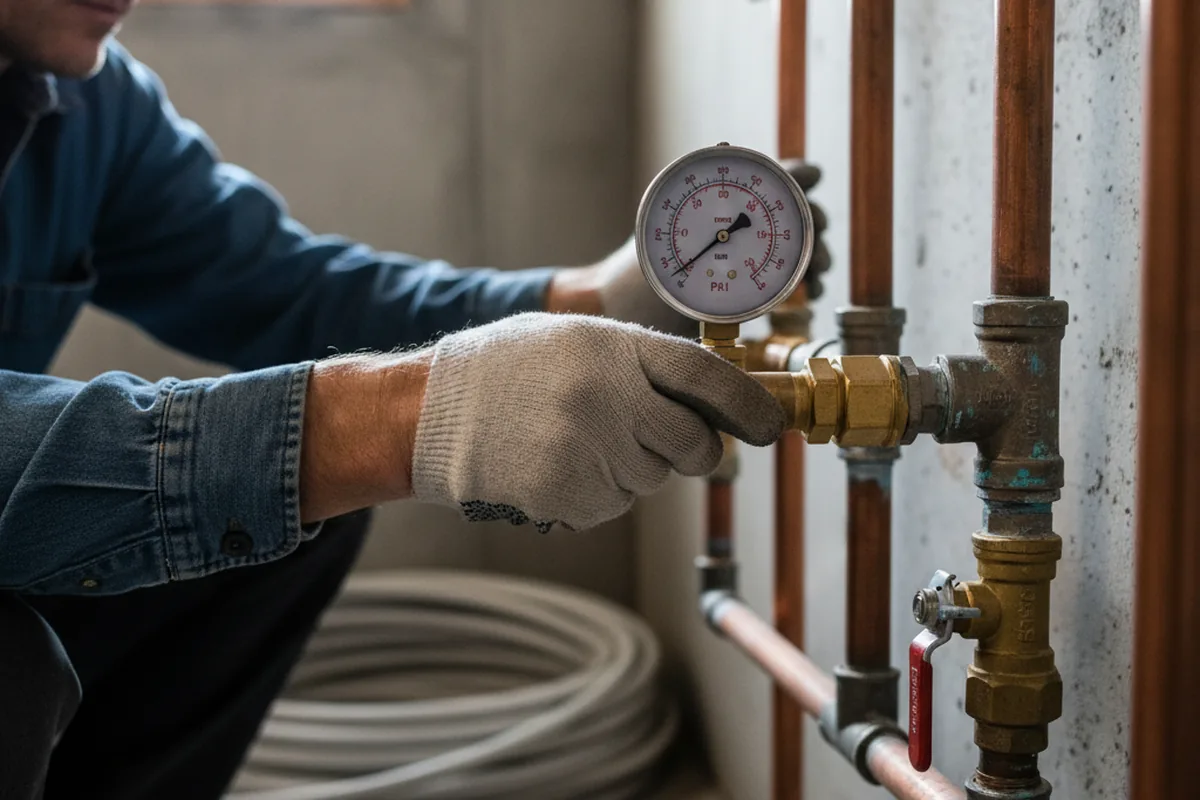 Pressure testing a repaired line during Water Line Repair in Mashantucket